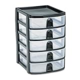 Office Products : Rubbermaid FG9A6200BLA Mini Storage Drawers, 10-5/16' High, Black with 5 Clear Drawers