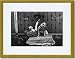Gold Framed/Matted Print 17x23, Bulldog, Master, and Pup