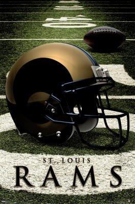 (22x34) St. Louis Rams (Helmet on Field) Sports Poster Print