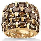 Smoky Quartz 18k over Sterling Silver Tiered Ring