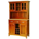 Wine Rack Buffet with 2-Door Hutch - Oak/ Natural