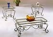 BEAUTIFUL METAL BASE 3-PC COFFEE / END TABLE SET
