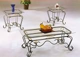 BEAUTIFUL METAL BASE 3-PC COFFEE / END TABLE SET