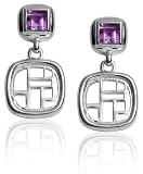 Sterling Silver Window Drop Earrings w/ Amethyst by Zina