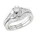 14K White Gold 1/2 Carat Wave Diamond Bridal Ring Set