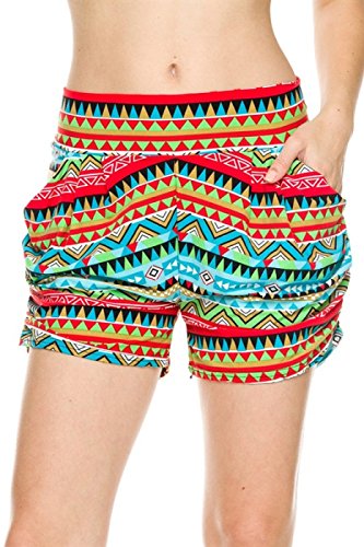 2LUV Women's Multicolored Harem Shorts W/ Pockets