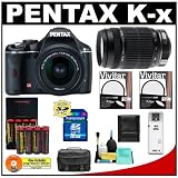 Pentax K-x Digital SLR Camera (Black) with 18-55mm DA L Zoom & 55-300mm DA L Lens + 16GB SDHC Card + AA Batteries & Charger + Filters + Accessory Kit