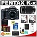 Pentax K-x Digital SLR Camera (Black) with 18-55mm DA L Zoom & 55-300mm DA L Lens + 16GB SDHC Card + AA Batteries & Charger + Filters + Accessory Kit