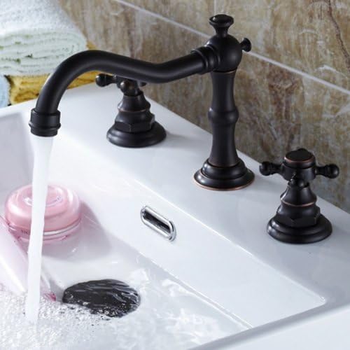 Yannlii Oil Rubbed Bronze Bathroom Bathroom Sink Faucet Vessel Faucet Centerset Widespread Modern Two Handle Three Hole Faucets Sprayer Lavatory Faucets Unique Designer Plumbing Fixtures Tub Shower Mixer Taps Supply Lines