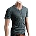 Mens Casual Short Sleeve Single Color V neck T-shirt KHAKI L (070D)