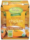 Pacific Natural Foods Organic Low-sodiumchicken Broth, 4-Count, 8-Ounce Cartons (Pack of 6)