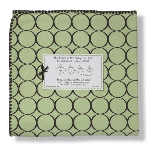 SwaddleDesigns Ultimate Receiving Blanket - Lime with Brown Mod Circles