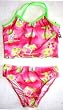 Girls 7-16 2-piece Swimwear Crop Top Bikini Hot Pink Tropical