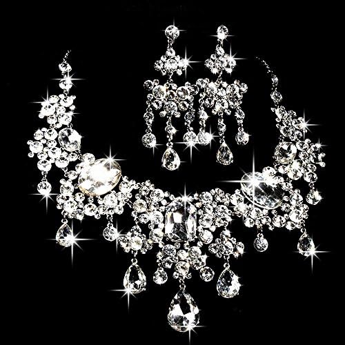Easy-South-Life Elegant Crystal Bridal Jewelry Sets Women Wedding Jewelry Crystal Necklace Earrings
