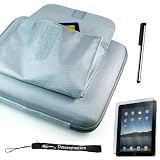 Silver Gray Premium Slim Hard Nylon Cube Case with Pocket for Apple iPad 16GB, 32GB, 64GB Wi-Fi and WiFi + 3G + Includes a 4-inch eBigValue + Premium Quality Metal Stylus Styli for Apple iPad
