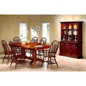 7PC Country Dining Set w/Solid Hardwood In Distressed Oak Finish.