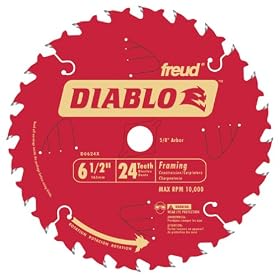 Freud D0624X Diablo 6-1 2-Inch 24 Tooth ATB Framing Saw Blade with 5 8-Inch Arbor by Diablo
