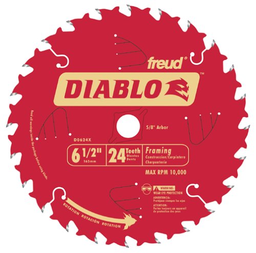 Freud D0624X Diablo 6-1/2-Inch 24 Tooth ATB Framing Saw Blade with 5/8-Inch Arbor