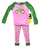 John Deere Infant and Toddler Girls Tractor Pajama Set Pink and Green