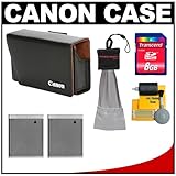 Canon PSC-900 Leather Digital Camera Case Bag + (2) NB-6L Batteries + 8GB S ....