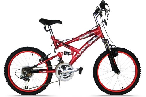 MOUNTAINBIKE 20 ZOLL CLIMBER VOLLGEFEDERT 18 GANG KINDERFAHRRAD FARBE: RACING - ROT