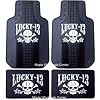 4PC Lucky 13 Car Truck SUV Front and Rear Floor Mats with Skull