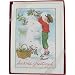 Boy with Snowman 3 Pack Cavallini Glitter Greetings Boxed Set of 10 holiday cards + envelopes