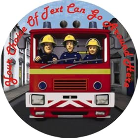 Fireman Sam [P566] 7.5" Circular Edible Cake Topper made with real icing and printed with your custom greeting [Please use the SEND AS A GIFT facility on the checkout page to tell us the text of your greeting.] and with FREE UK shipping