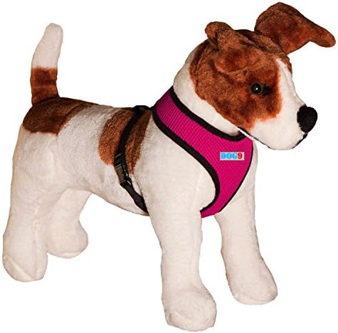 DogNine Mesh Dog Harness - Comfortable Dog Vest, No-Choke Soft Harness (Pink, Medium)