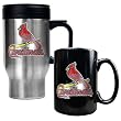 St. Louis Cardinals MLB Stainless Steel Travel Mug & Black Ceramic Mug Set - Primary Logo by Great American Products