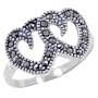 Size 8 Marcasite Hearts Right Hand Ring