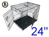 Dog Puppy Cage Small 24 inch Black Folding 2 Door Cage by Ellie-Bo