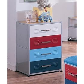 Mutli Color Metal Teen Bedroom 4 Drawers Chest Dresser