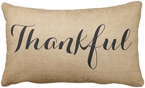 Burlap Thankful Family Rustic Pillow Case Cover -20x30 (one side) by Cireurus