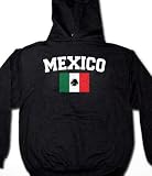 Mexico Flag International Soccer Sweatshirt, Mexican Soccer Mens Hoodie, Small, Black