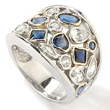 Sterling Silver / Platinum & 18K Vermeil Created Sapphire & Brilliante Ring