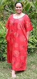 Golden Dragon Hawaiian Aloha Round Neck Long Dress in Red - Plus Size