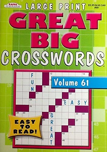 Large Print Great Big Crossword Puzzles Volume 61 ~ Easy to Read!