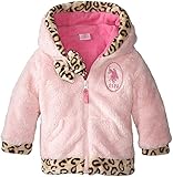 US Polo Association Baby-Girls Coral Fleece Jacket with Faux-Fur Leopard Print