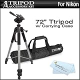 Pro 72" Super Strong Tripod With Deluxe Soft Carrying Case For Nikon Coolpi ....