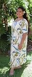 Plus Size Round Neck Long Dress - Banana Leaf Hawaiian Aloha Caftan/Kaftan Style Evening Dress