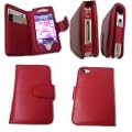 TB1 Products � Supreme Quality iPhone 4S 4 Snap Fast Red Leather Case With Card Slots For Apple iPhone 4s
