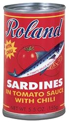 Roland Sardines in Chili & Tomato Sauce, 5.5-Ounce can (Pack of 50)