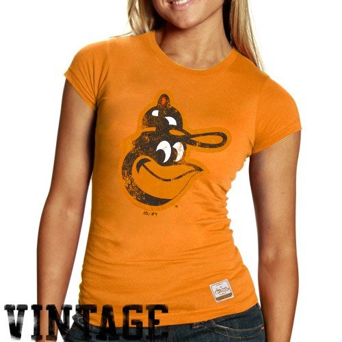 Majestic Select Baltimore Orioles Ladies Orange Vintage Paramount Premium T-shirt (Large)