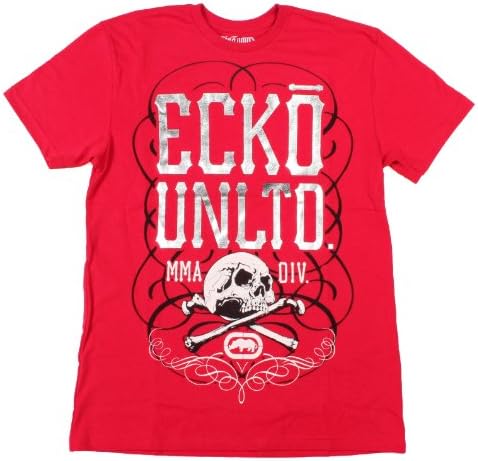 ecko unlntd. Men's MMA Skull and Bones T-Shirt (True Ecko Red, Small)