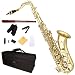 Cecilio 2Series TS-280 Gold Lacquered B Flat Tenor Saxophone + Case, Mouthpiece, 11 Reeds, & More