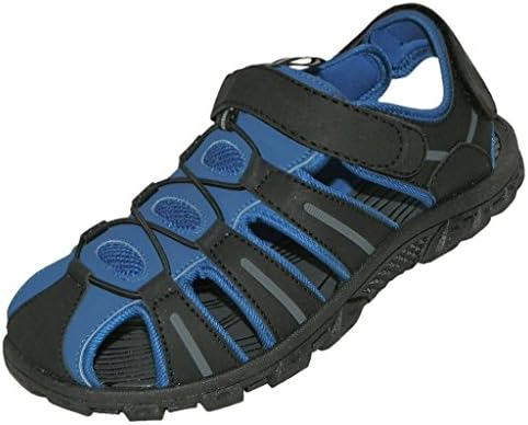 Kenan Men's Hiking Sandal with Velcro Closures and Soft Insole, Black & Royal, 13 (M) US