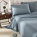 Honeymoon 1800 Brushed Microfiber Embroidered Bed Sheet Set, Ultra Soft, Queen - Blue