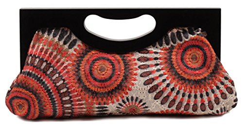 Scarleton Wood Framed Embroidered Clutch H3001