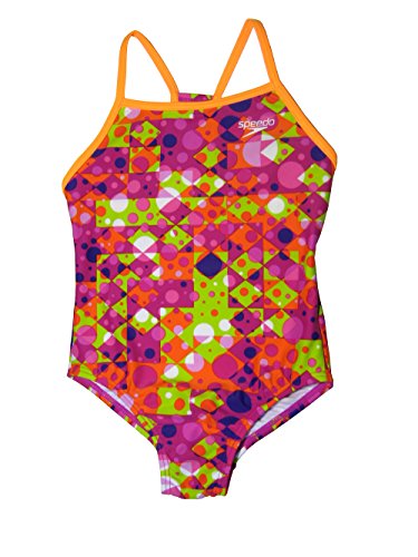 Speedo Girls Thin Strap One Piece Swimsuit Diamond Dot
